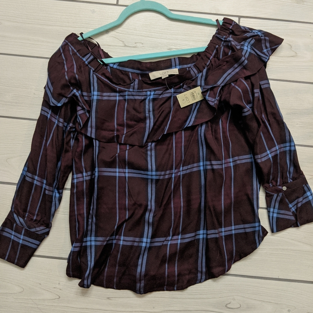 Loft burgundy off the shoulder top